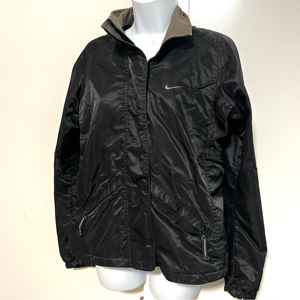 Vintage Nike Moto Jacket Womens Size Small Black Windbreaker Full Zip Mesh - Picture 2 of 7